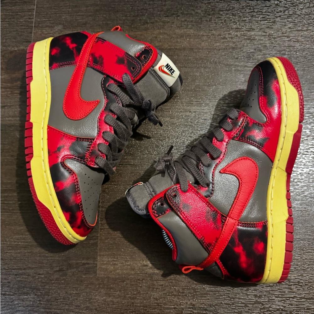 nike dunk high 1985 red acid wash sneakers mens‎ size 5.5